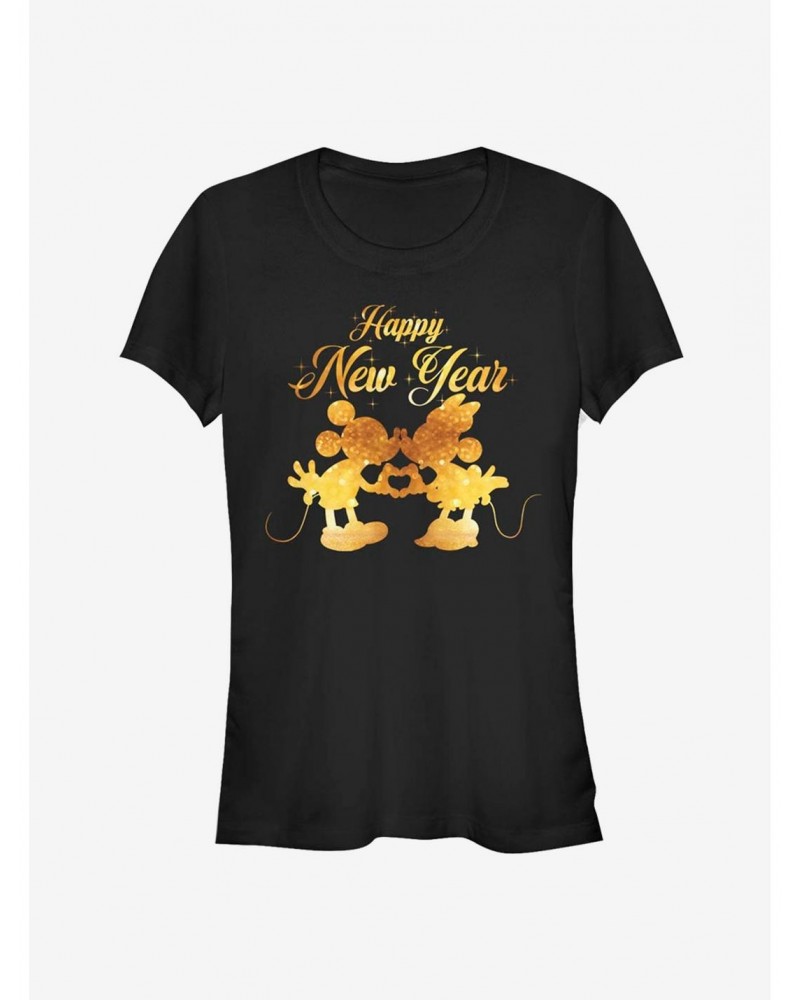 Disney Mickey Mouse And Minnie Mouse Kissing Happy New Year Classic Girls T-Shirt $7.72 T-Shirts