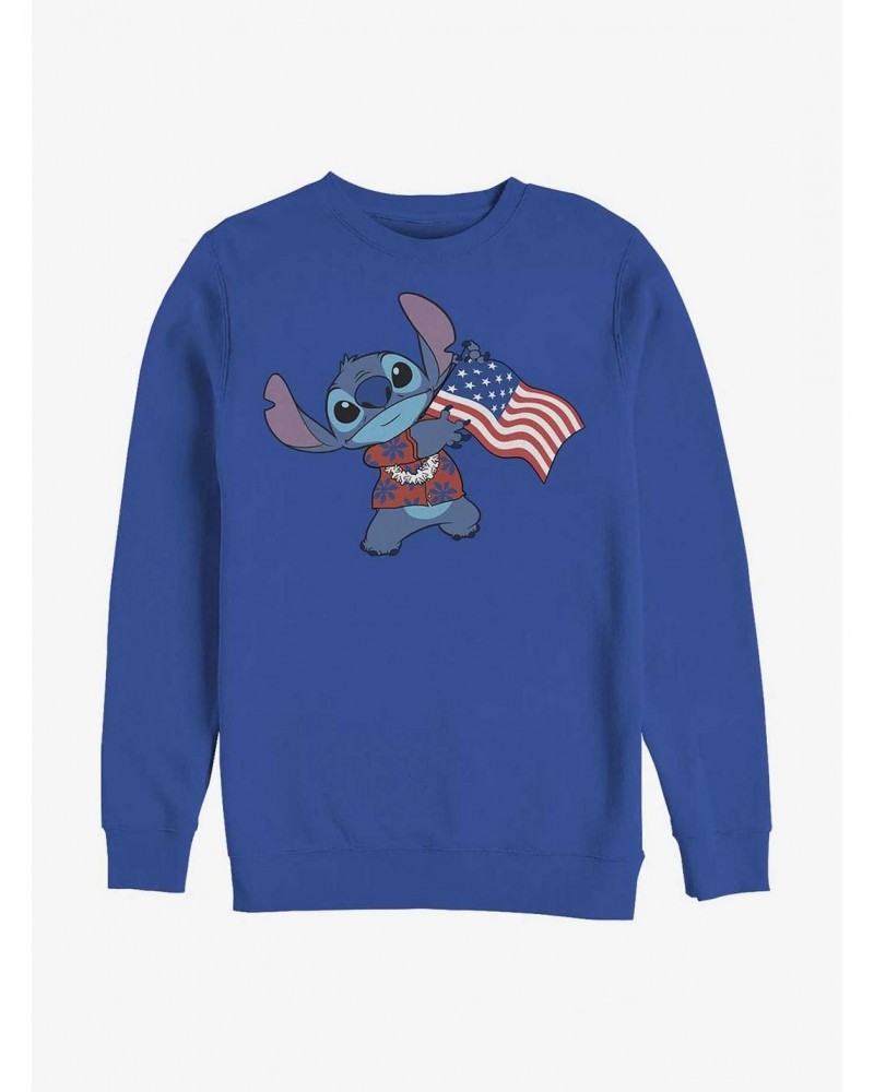 Disney Lilo & Stitch Tropic Stitch Flag Crew Sweatshirt $17.71 Sweatshirts