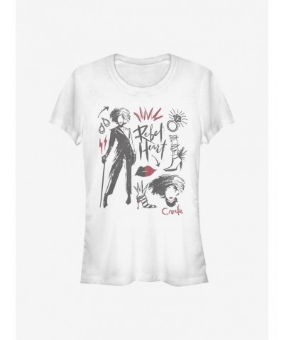 Disney Cruella Fashion Sketches Girls T-Shirt $12.20 T-Shirts