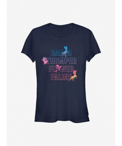 Disney Bambi Characters Names Stacked Girls T-Shirt $7.72 T-Shirts