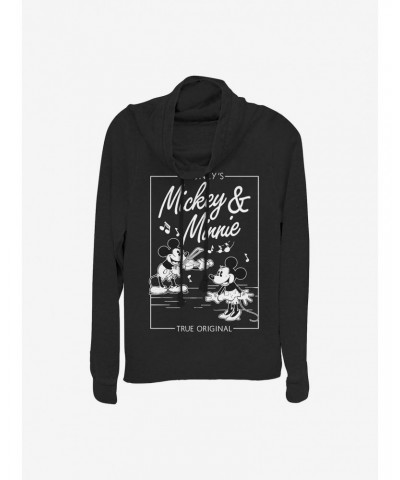 Disney Mickey Mouse Mickey Minnie Music Cover Cowlneck Long-Sleeve Girls Top $15.27 Tops