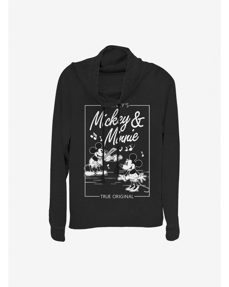 Disney Mickey Mouse Mickey Minnie Music Cover Cowlneck Long-Sleeve Girls Top $15.27 Tops