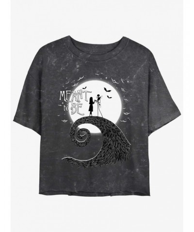 Disney The Nightmare Before Christmas Jack and Sally Meant To Be Mineral Wash Girls Crop T-Shirt $10.98 T-Shirts