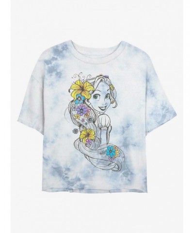 Disney Tangled Rapunzel Sketch Tie-Dye Girls Crop T-Shirt $13.29 T-Shirts
