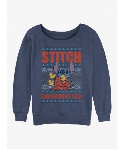 Disney Lilo & Stitch Experiment 626 Ugly Christmas Girls Slouchy Sweatshirt $16.61 Sweatshirts