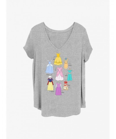 Disney Princesses Dresses Chart Girls T-Shirt Plus Size $11.56 T-Shirts