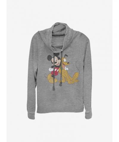 Disney Mickey Mouse Mickey And Pluto Cowlneck Long-Sleeve Girls Top $19.31 Tops
