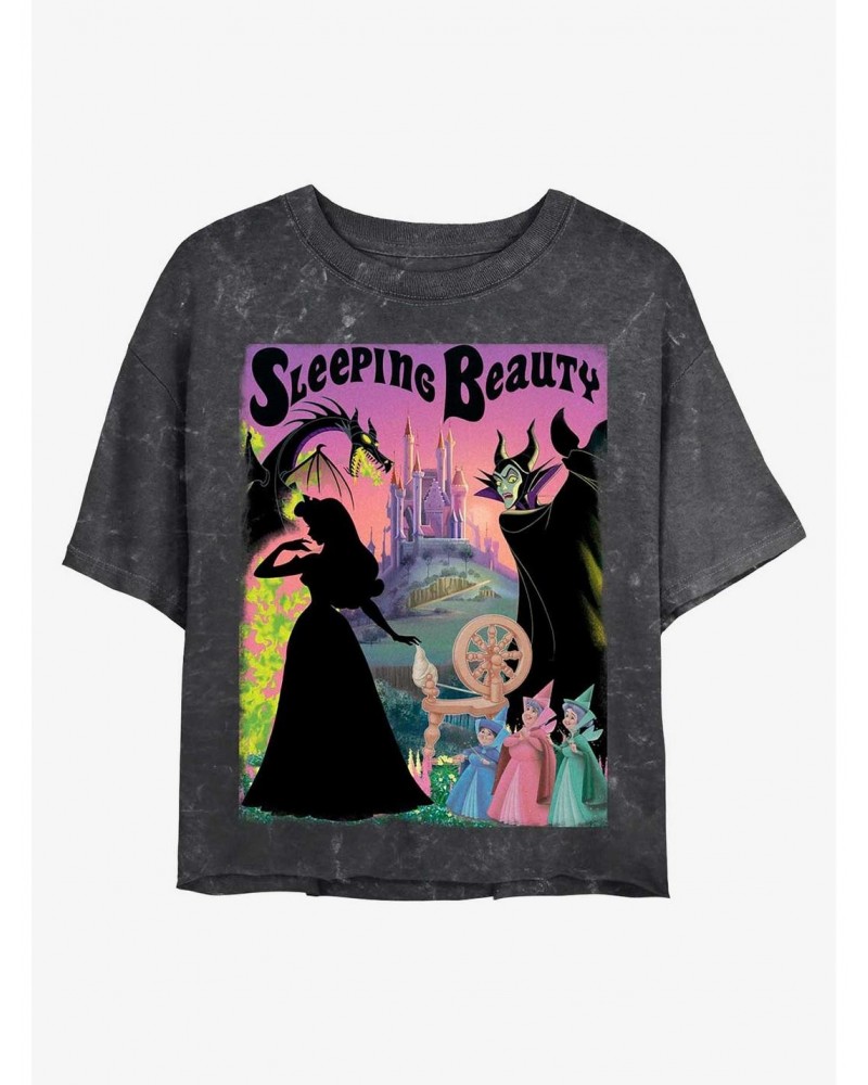 Disney Princesses Sleeping Beauty Poster Mineral Wash Crop Girls T-Shirt $8.67 T-Shirts