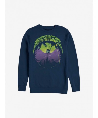 Disney Maleficent Maleficent Castle Flame Outline Crew Sweatshirt $11.44 Sweatshirts