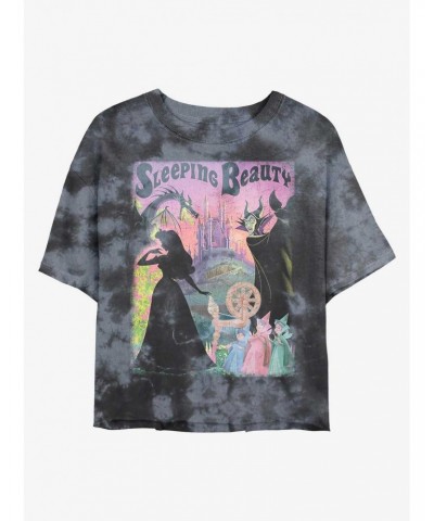 Disney Sleeping Beauty Silhouette Poster Tie-Dye Girls Crop T-Shirt $9.25 T-Shirts