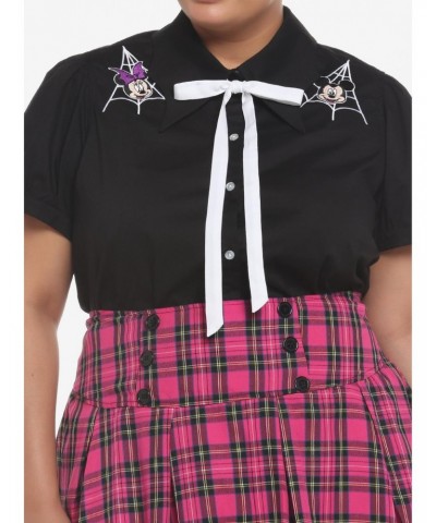 Her Universe Disney Halloween Bat Wing Collar Girls Woven Button-Up Plus Size $7.10 Button-Up