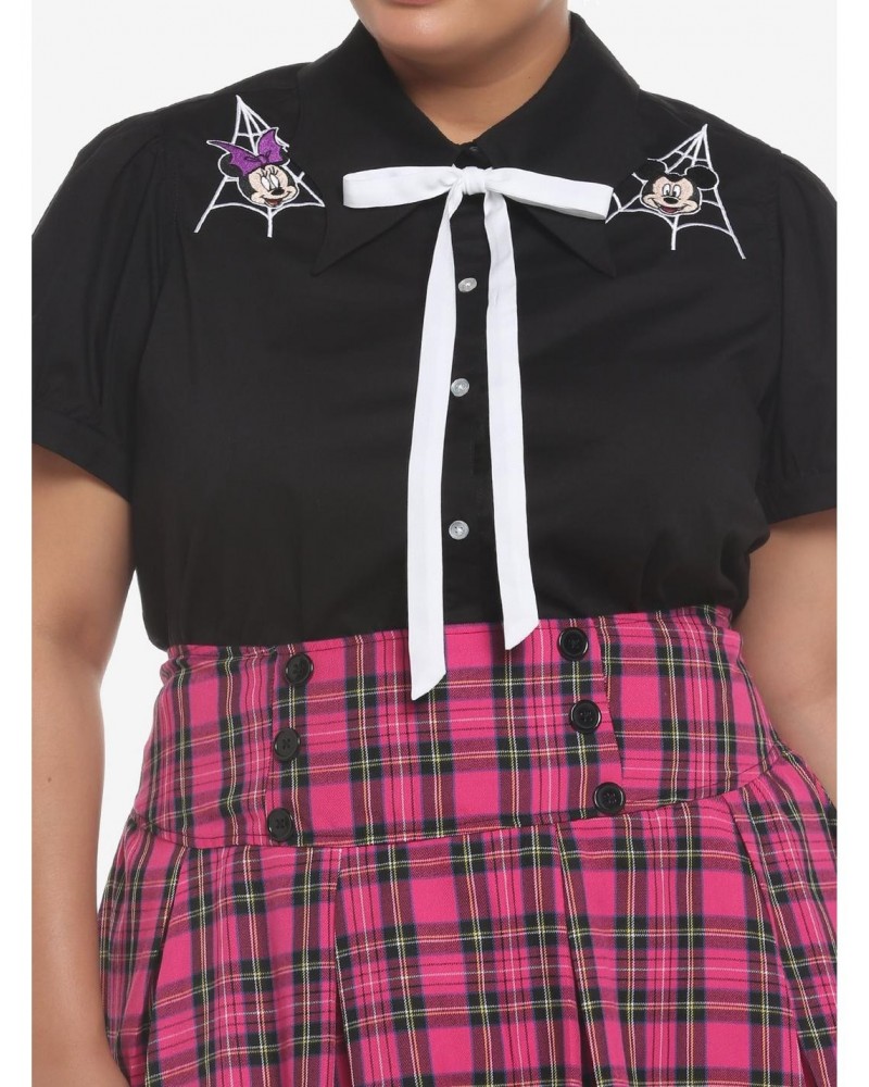 Her Universe Disney Halloween Bat Wing Collar Girls Woven Button-Up Plus Size $7.10 Button-Up