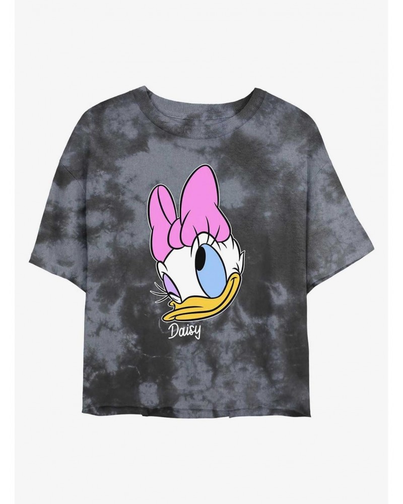 Disney Mickey Mouse Daisy Big Face Tie-Dye Girls Crop T-Shirt $8.96 T-Shirts