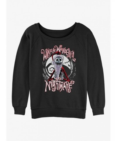 Disney The Nightmare Before Christmas Santa Jack Wonderful Nightmare Girls Slouchy Sweatshirt $14.39 Sweatshirts