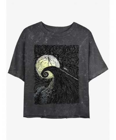 Disney The Nightmare Before Christmas Jack On Spiral Hill Mineral Wash Girls Crop T-Shirt $10.12 T-Shirts