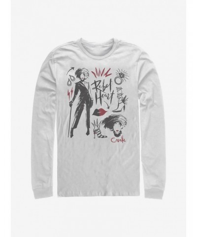 Disney Cruella Fashion Sketches Long-Sleeve T-Shirt $12.17 T-Shirts