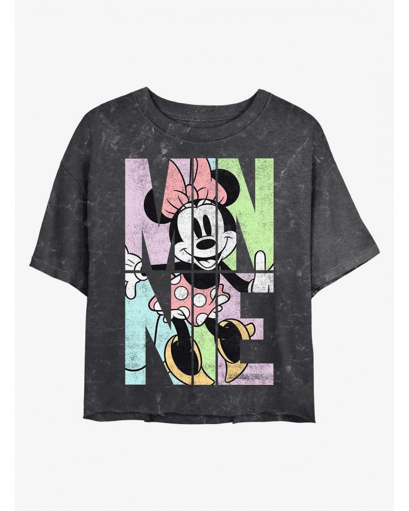 Disney Minnie Mouse Minnie Name Fill Mineral Wash Crop Girls T-Shirt $9.83 T-Shirts
