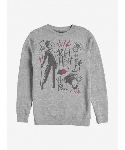 Disney Cruella Fashion Sketches Crew Sweatshirt $16.61 Sweatshirts