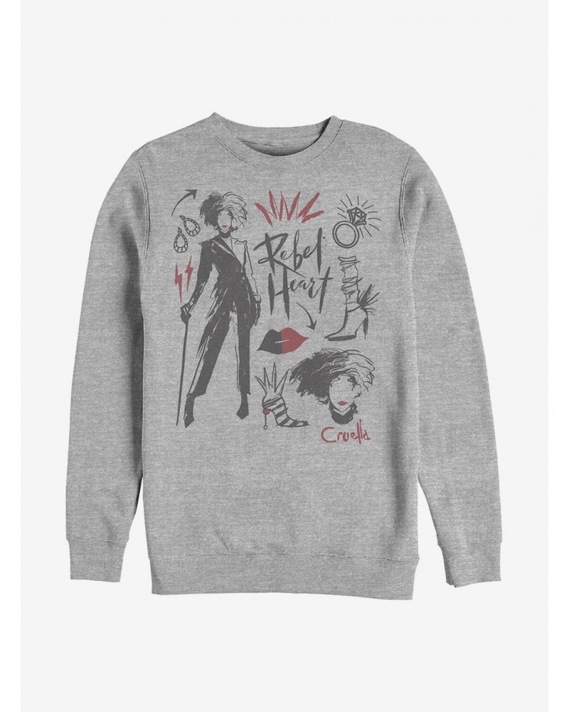 Disney Cruella Fashion Sketches Crew Sweatshirt $16.61 Sweatshirts