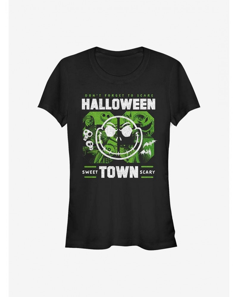 Disney The Nightmare Before Christmas Halloweentown Collage Girls T-Shirt $9.46 T-Shirts