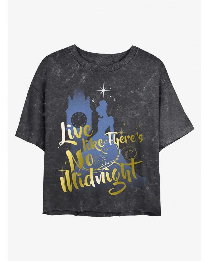 Disney Cinderella No Midnight Mineral Wash Crop Girls T-Shirt $11.56 T-Shirts