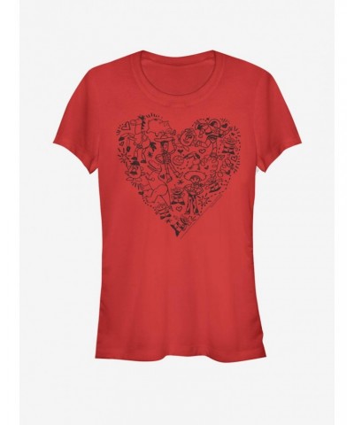 Disney Pixar Toy Story Group Doodle Heart Girls T-Shirt $9.46 T-Shirts