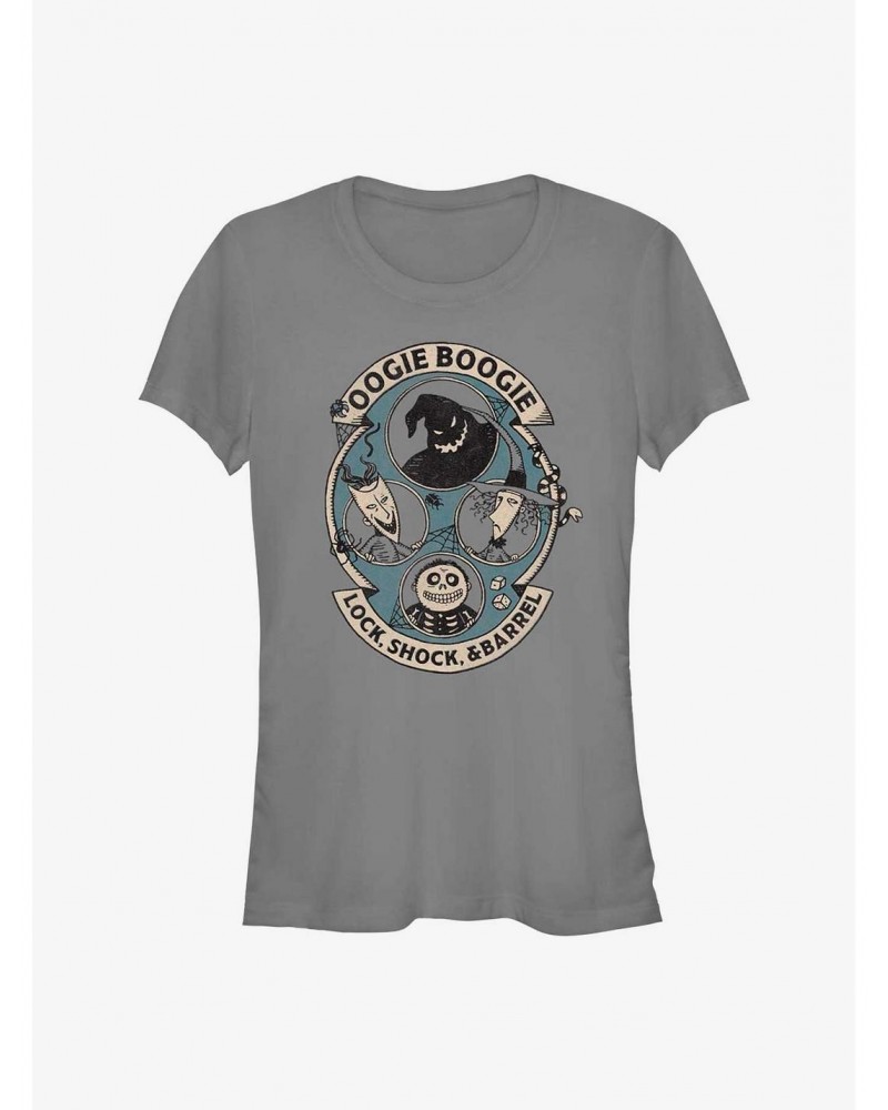 Disney The Nightmare Before Christmas Oogie Boogie and Lock, Shock, & Barrel Girls T-Shirt $7.47 T-Shirts