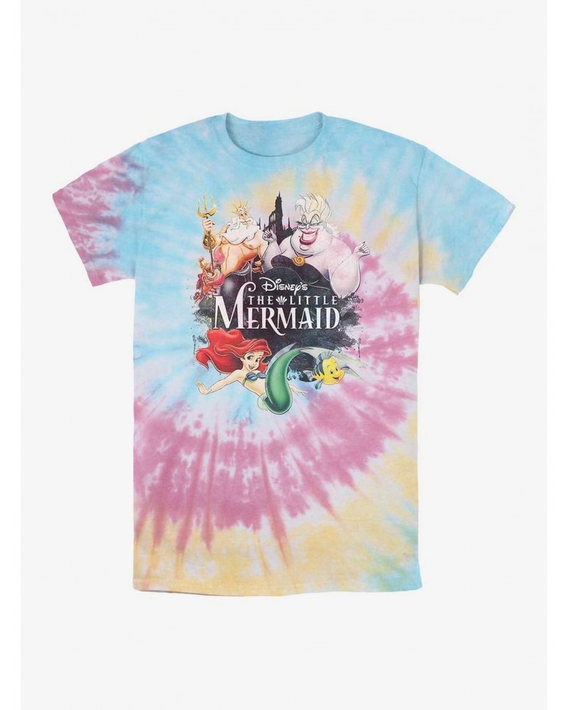 Disney The Little Mermaid Watercolor Mermaid Tie Dye T-Shirt $11.91 T-Shirts