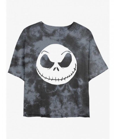 Disney The Nightmare Before Christmas Big Face Jack Tie-Dye Girls Crop T-Shirt $13.01 T-Shirts