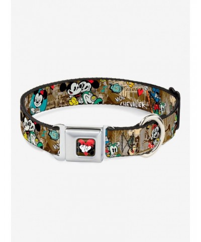 Disney Minnie Mouse Croissant De Triomphe Seatbelt Buckle Dog Collar $11.95 Pet Collars