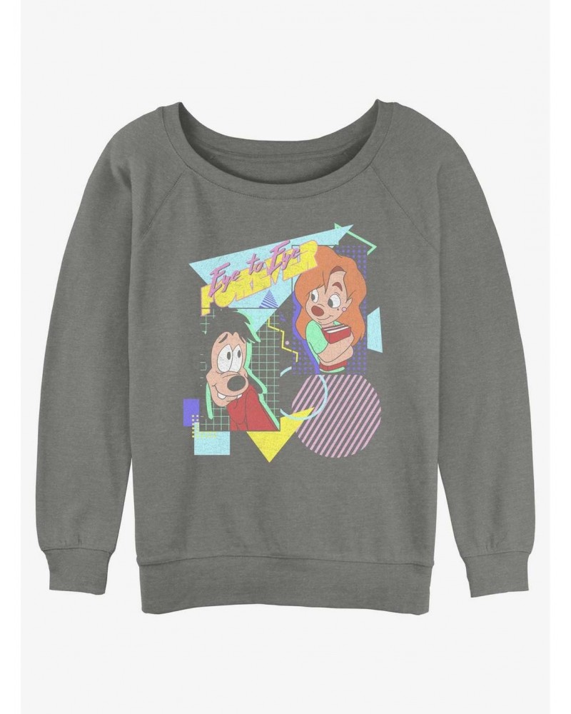 Disney Goofy Eye To Eye 80's Girls Slouchy Sweatshirt $15.50 Sweatshirts