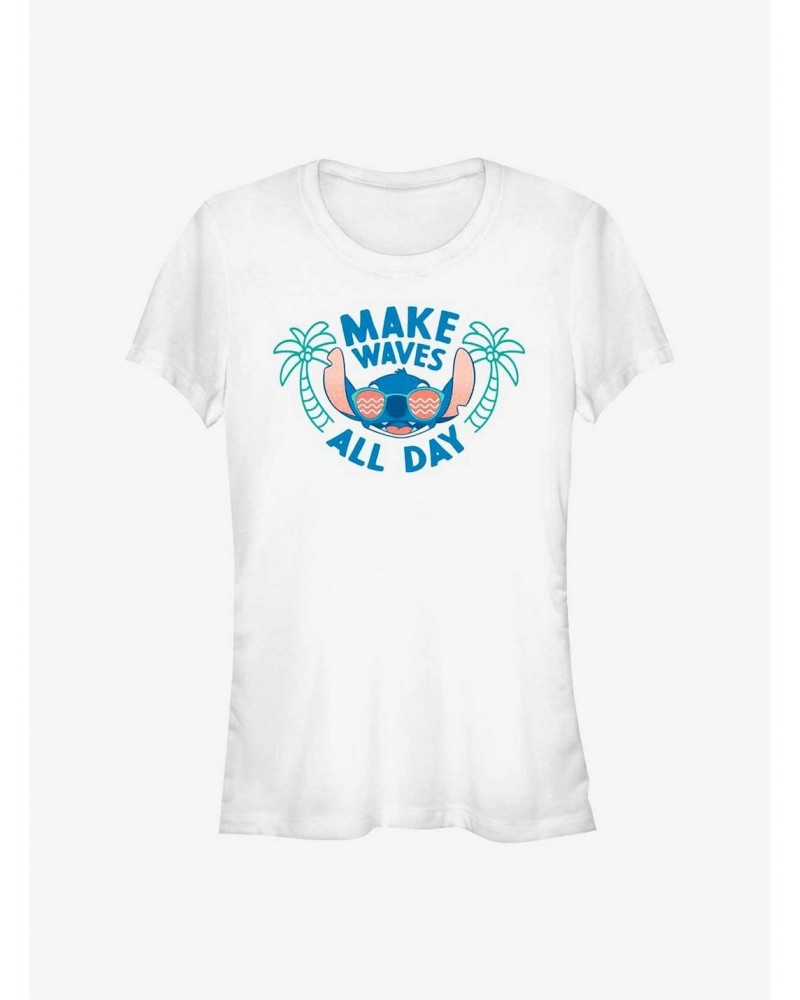 Disney Lilo & Stitch Make Waves All Day Girls T-Shirt $11.70 T-Shirts