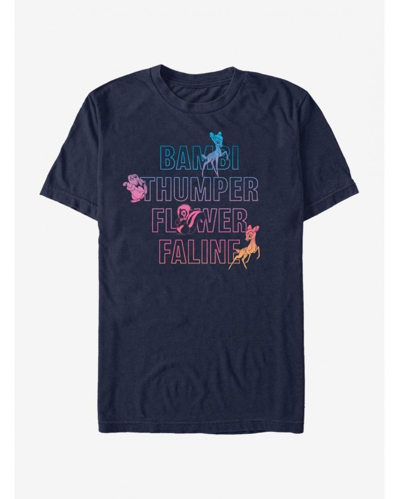 Disney Bambi Characters Names Stacked T-Shirt $11.47 T-Shirts