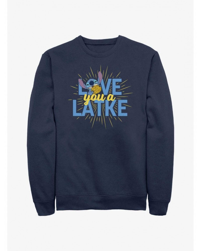 Disney Lilo & Stitch Hanukkah Love You A Latke Sweatshirt $17.34 Sweatshirts