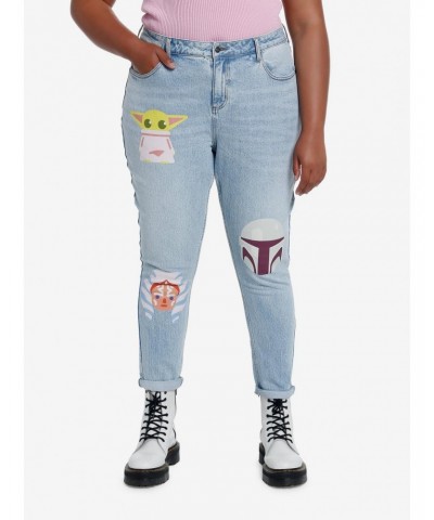 Her Universe Star Wars The Mandalorian Faces Mom Jeans Plus Size $29.95 Jeans