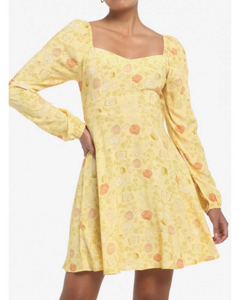 Disney Beauty And The Beast Floral Long-Sleeve Dress $21.56 Dresses