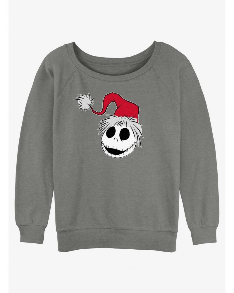 Disney The Nightmare Before Christmas Santa Hat Jack Girls Slouchy Sweatshirt $14.02 Sweatshirts