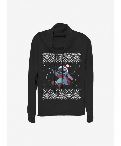 Disney Lilo & Stitch Stitch Christmas Front Cowlneck Long-Sleeve Girls Top $14.37 Tops