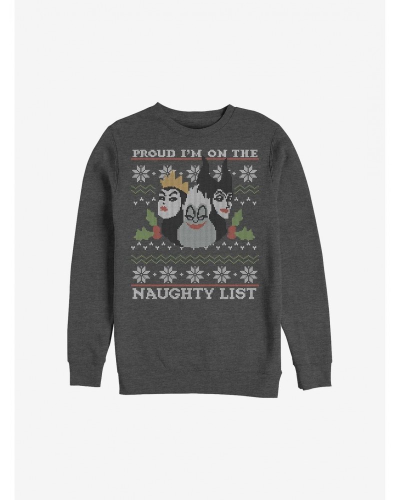 Disney Villains Naughty List Ugly Christmas Sweater Sweatshirt $16.61 Sweatshirts