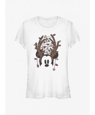 Disney Mickey Mouse Christmas Light Antlers Girls T-Shirt $8.47 T-Shirts