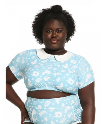 Disney Alice In Wonderland Collar Swim Top Plus Size $7.20 Tops