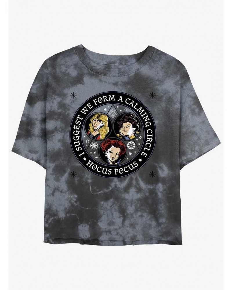 Disney Hocus Pocus Sanderson Sisters Calming Circle Tie-Dye Girls Crop T-Shirt $9.83 T-Shirts