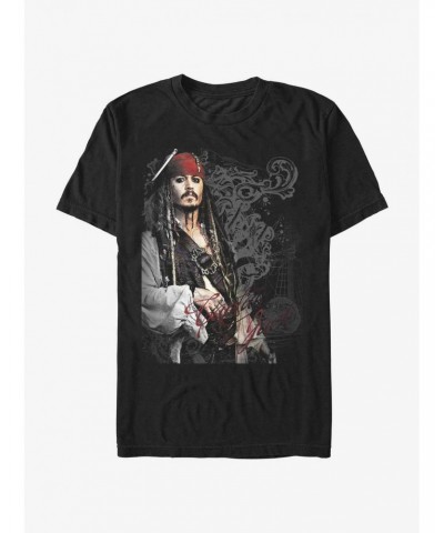 Disney The Pirates of the Caribbean Captain Jack Smoke Poster Extra Soft T-Shirt $13.75 T-Shirts