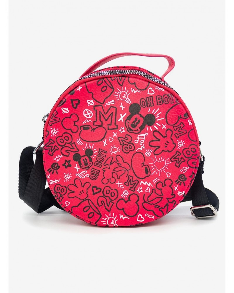 Disney Mickey Mouse Icon Doodles Collage Cross Body Bag $17.12 Bags